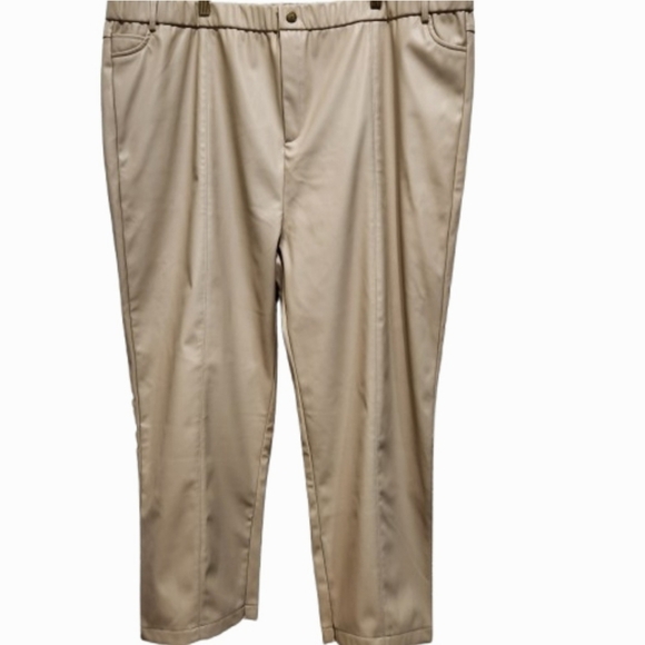 Hilary MacMillan Pants - NEW Hilary MacMillan Vegan Faux Leather Tan-Stone Plus Size Trouser Pant (4X)